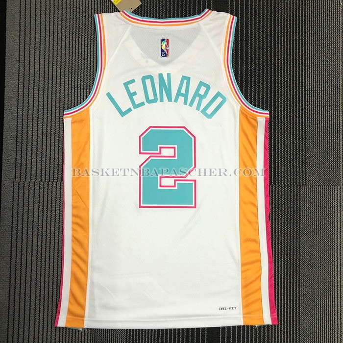 Maillot San Antonio Spurs Kawhi Leonard NO 2 Ville 2021-22 Blanc